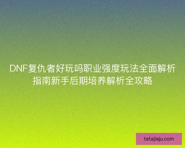 DNF复仇者好玩吗职业强度玩法全面解析指南新手后期培养解析全攻略 DNF复仇者好玩吗职业强度玩法全面解析指南新手后期培养解析全攻略